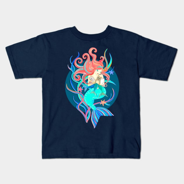 Mercat Lady - mermaid with mercats Kids T-Shirt by micklyn